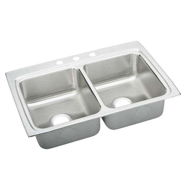 Pursuit Stainless Steel Double Bowl Top Mount Sink